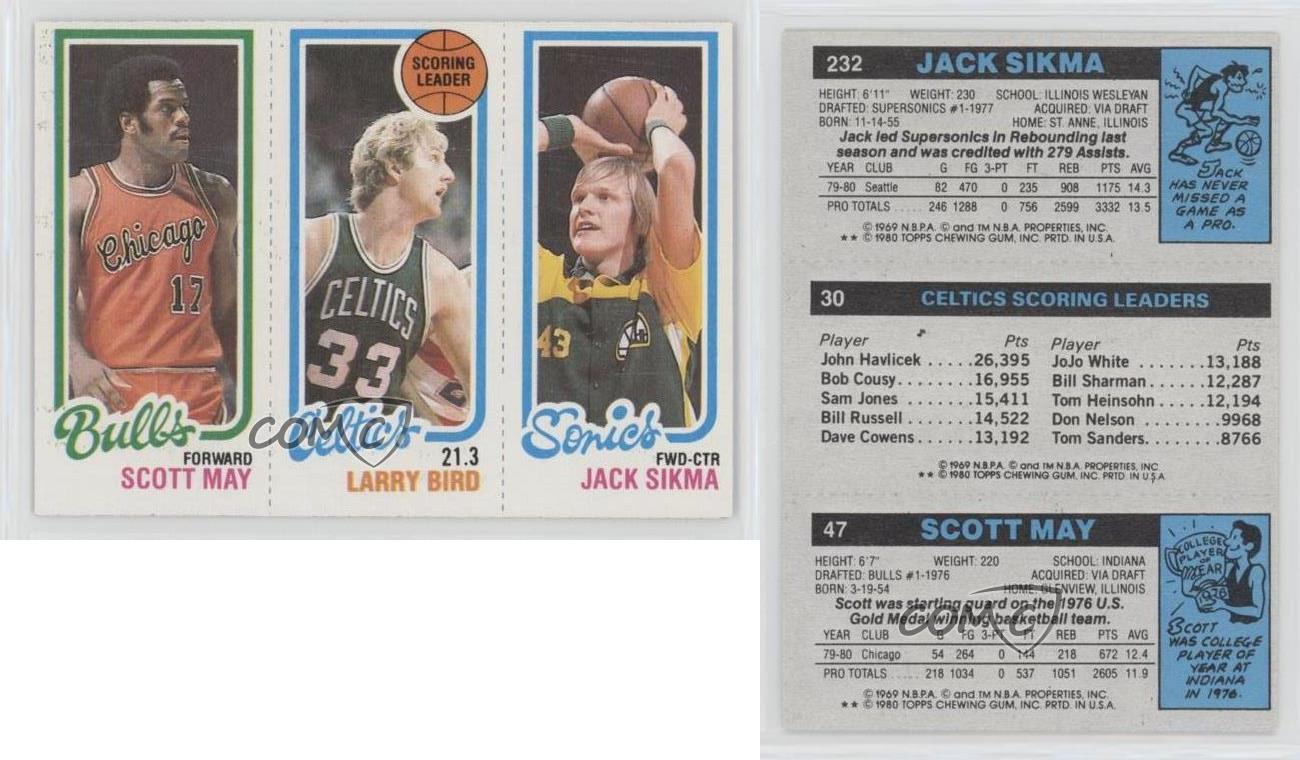1980-81 Topps Scott May Larry Bird Jack Sikma #232-30-47 Rookie RC HOF - Picture 7 of 7