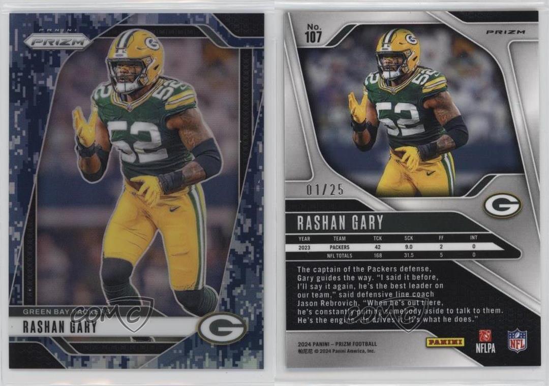 2024 Panini Prizm Navy Camo Prizm /25 Rashan Gary #107 - Foto 3 di 3