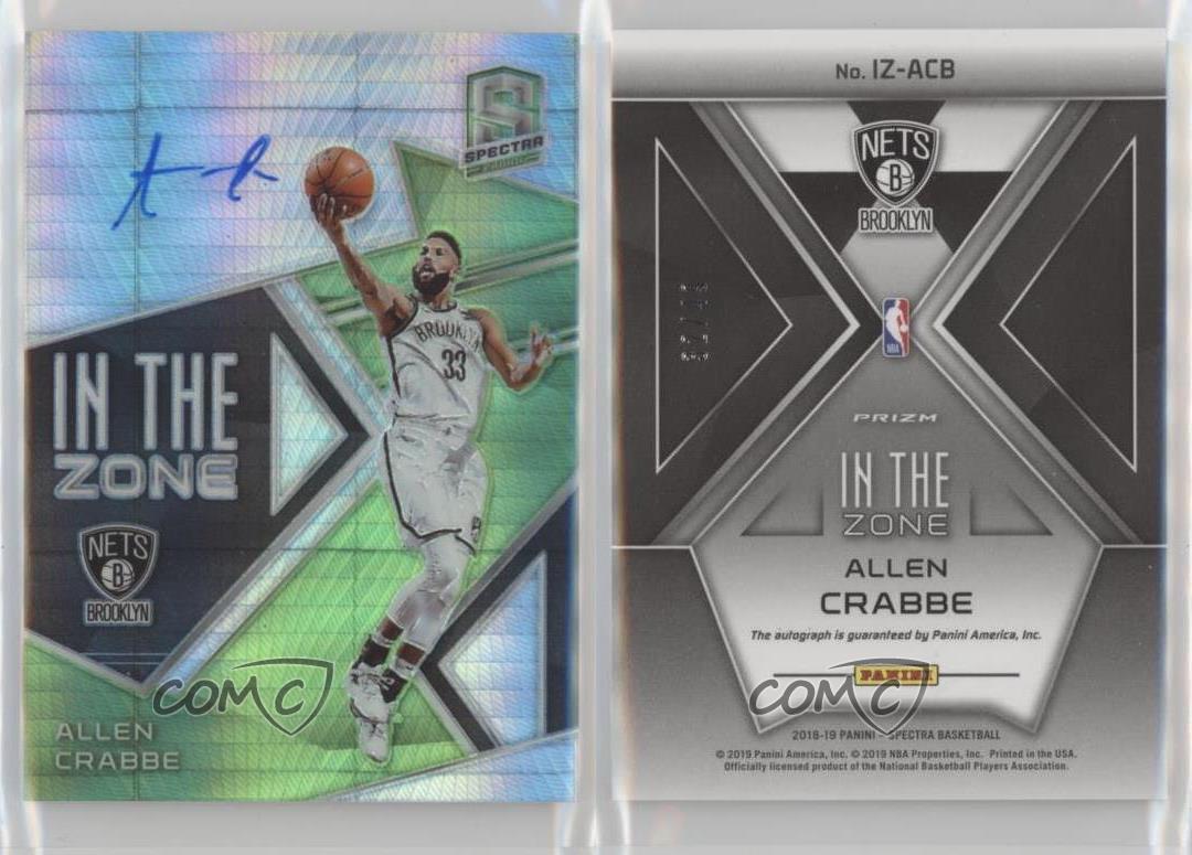 2018 Panini Spectra In the Zone Neon Green Prizm /49 Allen Crabbe #IZ-ACB Auto