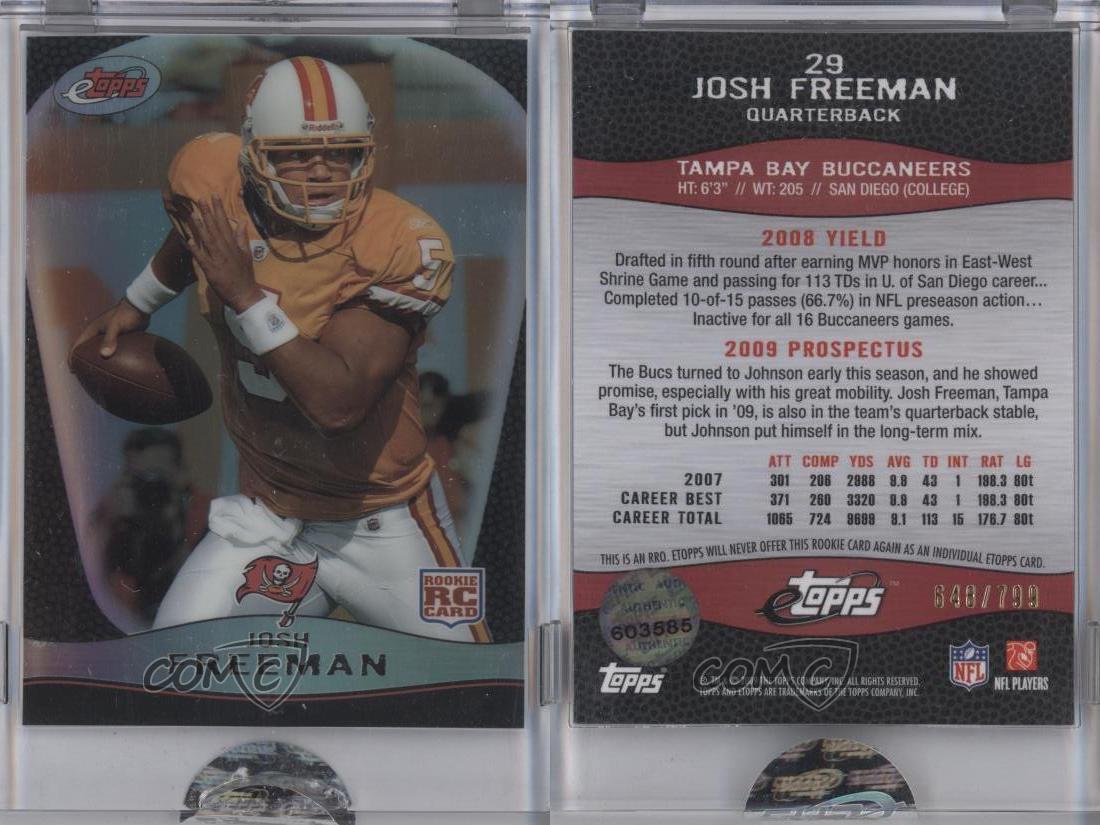 2009 eTopps /799 Josh Freeman #29 Rookie RC - Picture 4 of 4