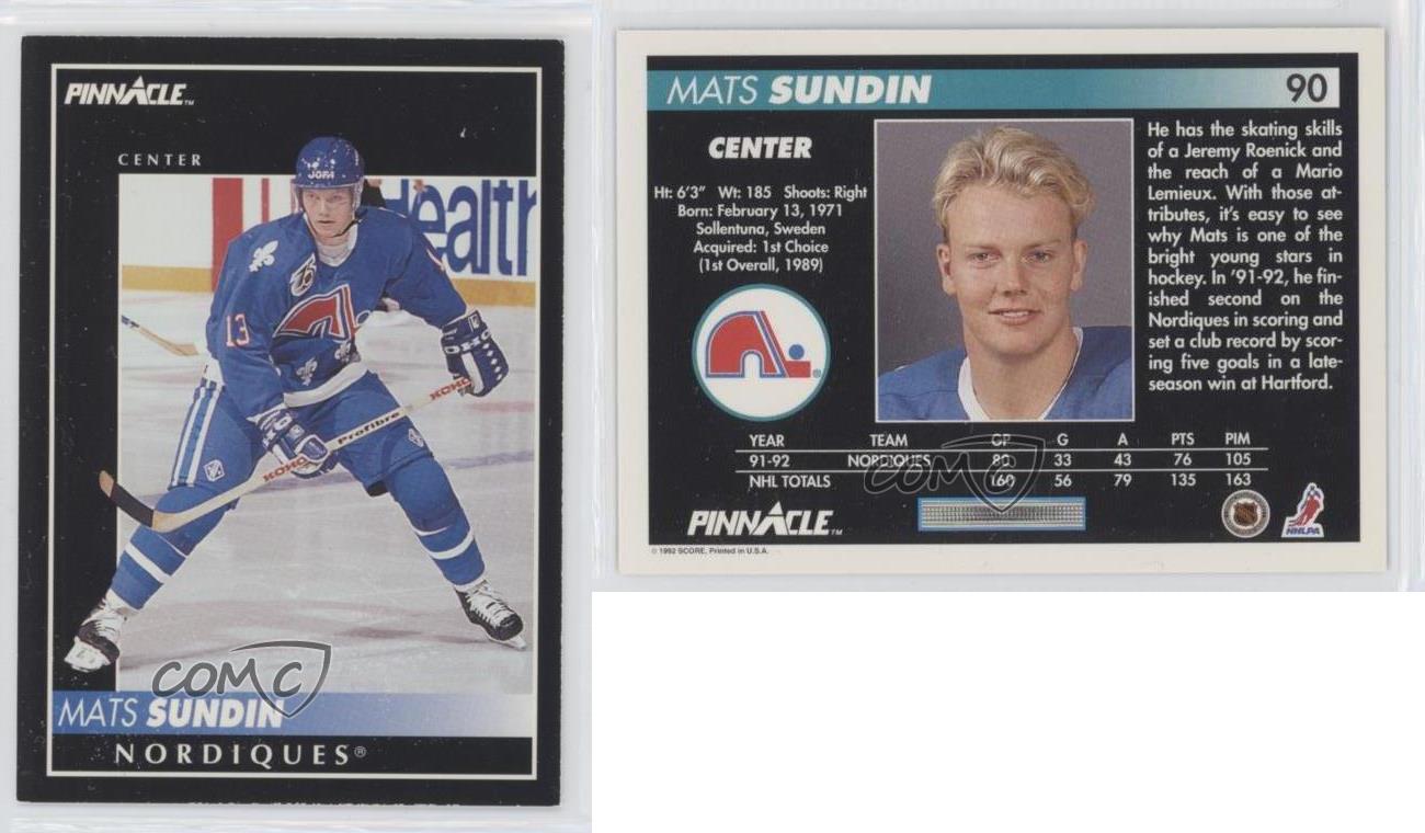 1992-93 Pinnacle Mats Sundin #90 HOF | eBay 1992-93 Pinnacle Mats Sundin #90 HOF | eBay