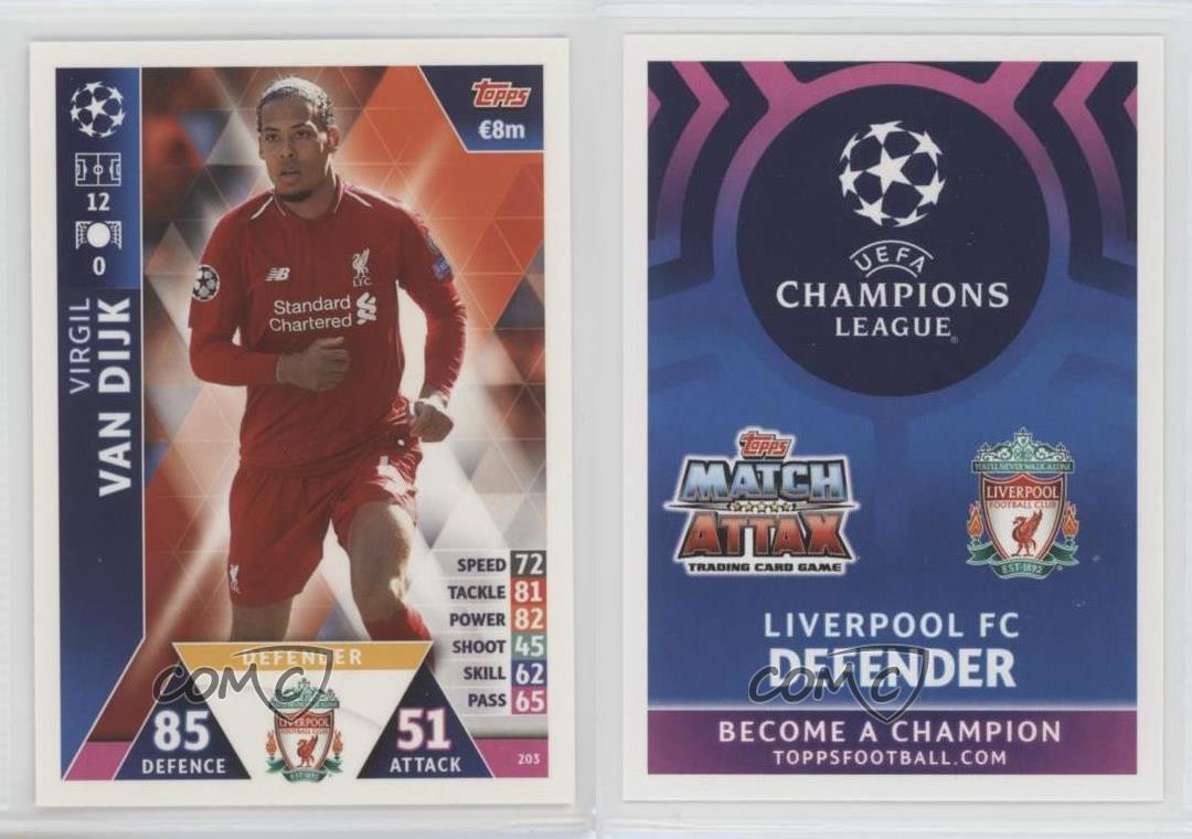 2018-19 Topps le plus cher UEFA Champions Match Attax Virgil Van Dijk #203