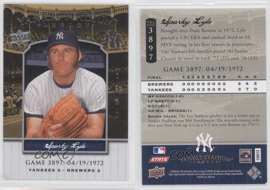 2008 Upper Deck Yankee économies Stadium Legacy Sparky Lyle #YSL3897
