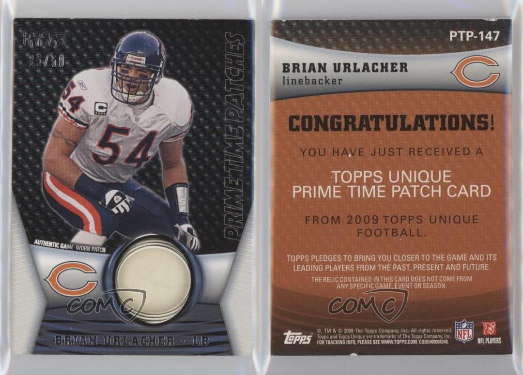2009 Topps Unique Prime boutiques Time Patch /50 Brian Urlacher #PTP-147 Patch HOF