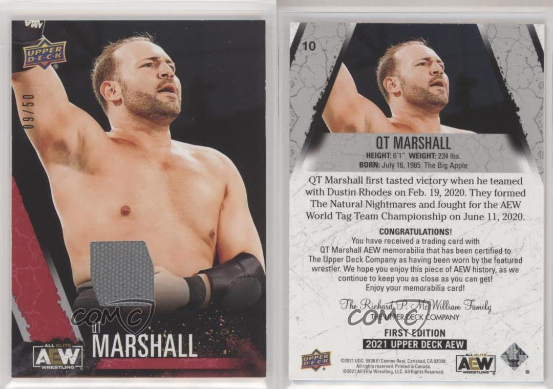 2021 AEW All Elite Wrestling Red Memorabilia /50 QT Marshall #10 Rookie RC