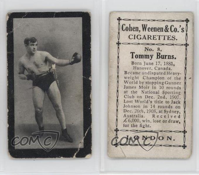1912 Cohen Weenen & Co Tobacco Tommy Burns #8 - Picture 3 of 3