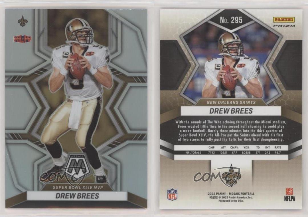 2022 Panini Mosaic Drew Brees Super Bowl XLIV MVP Silver Mosaic Prizm #295