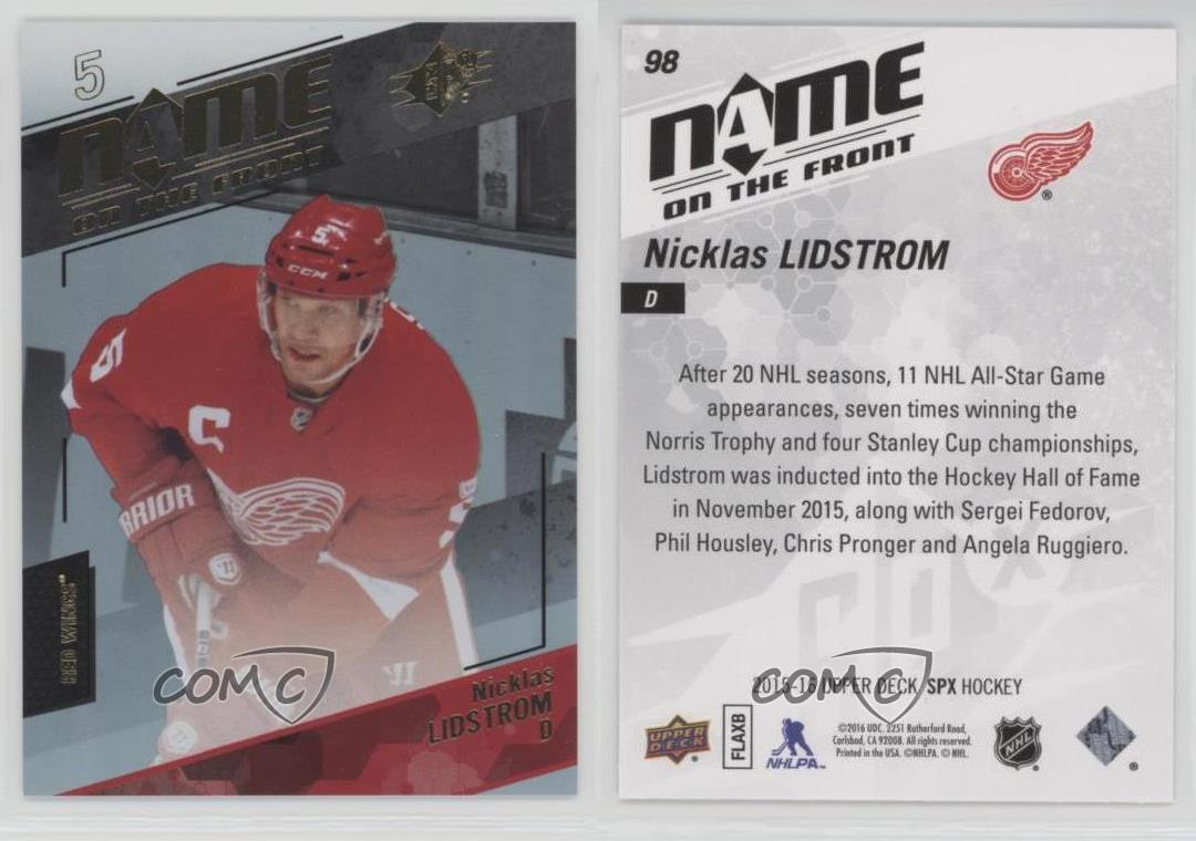 2015-16 SPx Name on the Front Nicklas Lidstrom #98 HOF