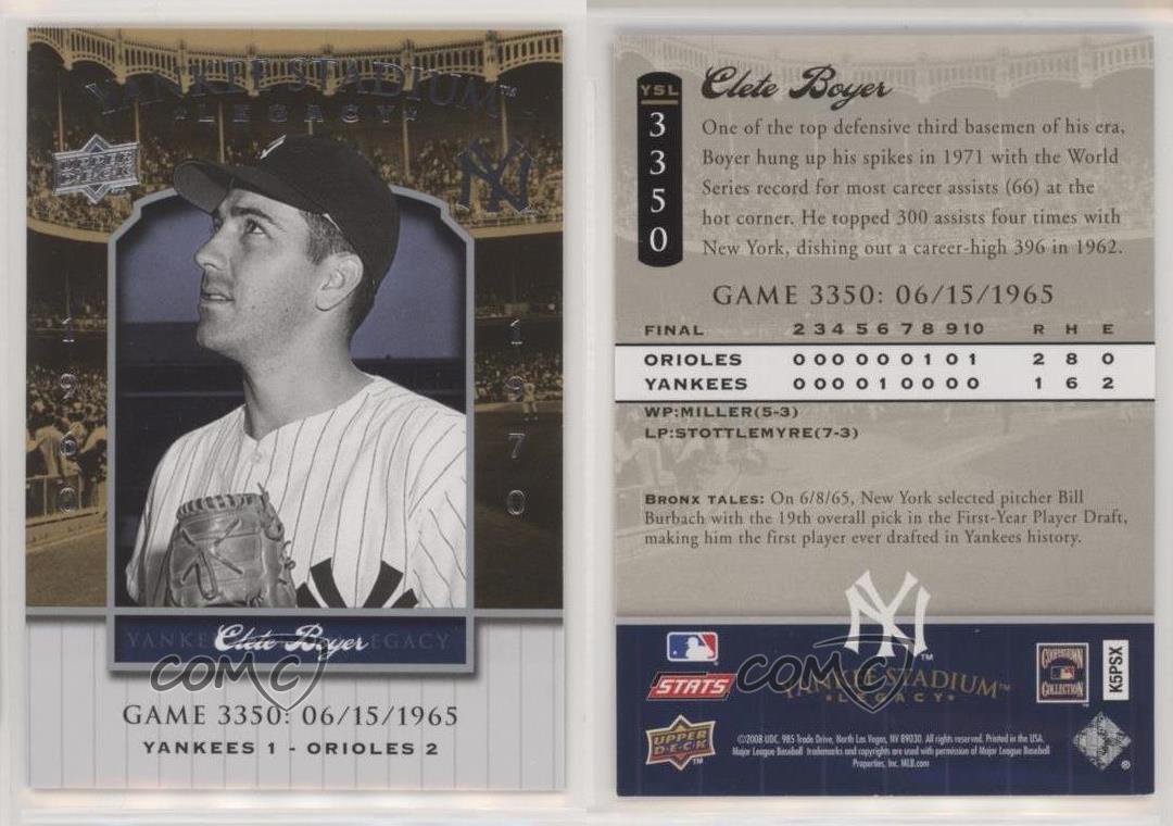 2008 Upper Deck soldes Yankee Stadium Legacy Clete Boyer #YSL3350