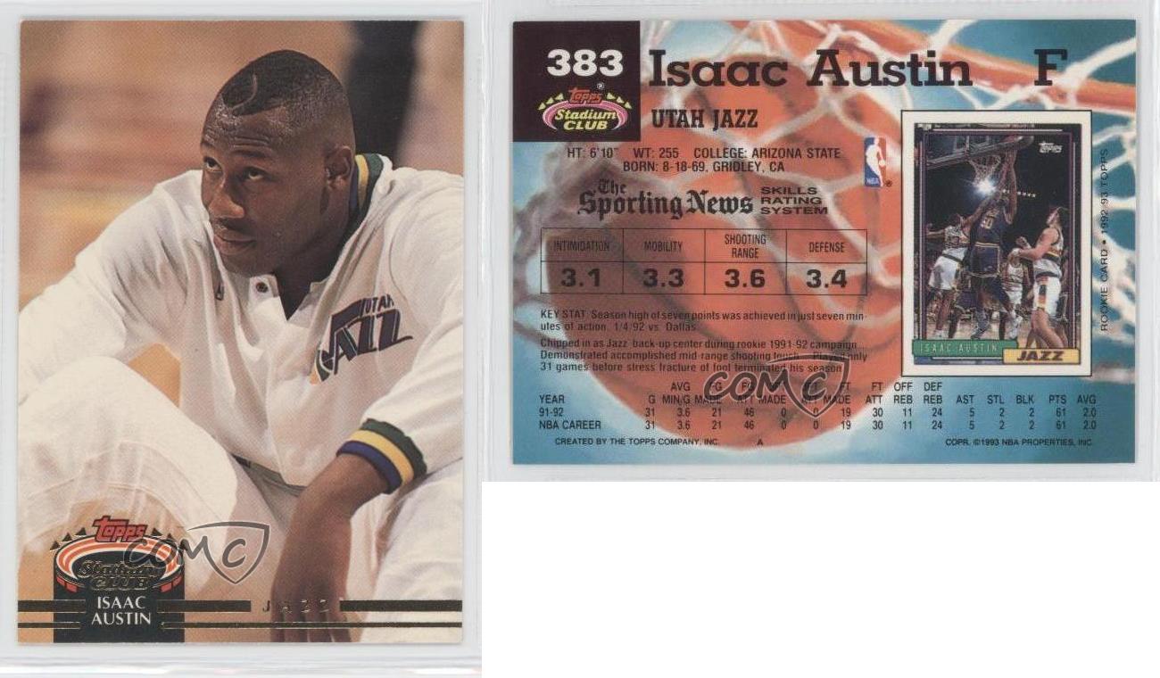 199293 Topps Stadium Club 383 Isaac Austin Utah Jazz RC Rookie