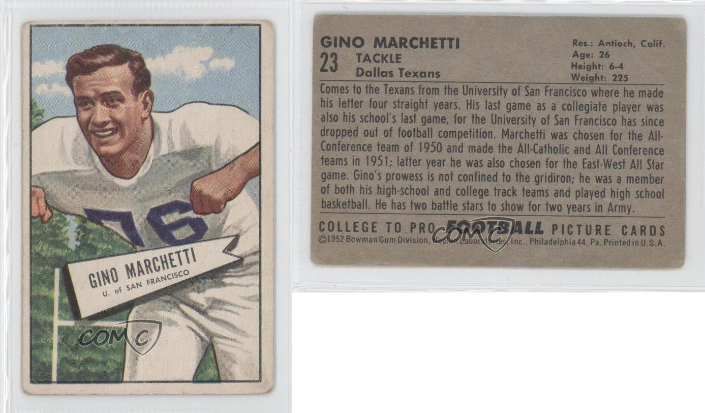 Gino Marchetti 1952 Bowman Large #23 Rookie Card HOF - The ICT University