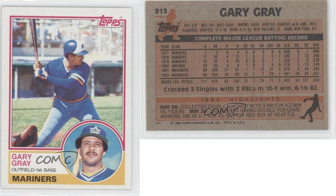 1983 Topps 313 Gary Gray Seattle Mariners Baseball Card eBay