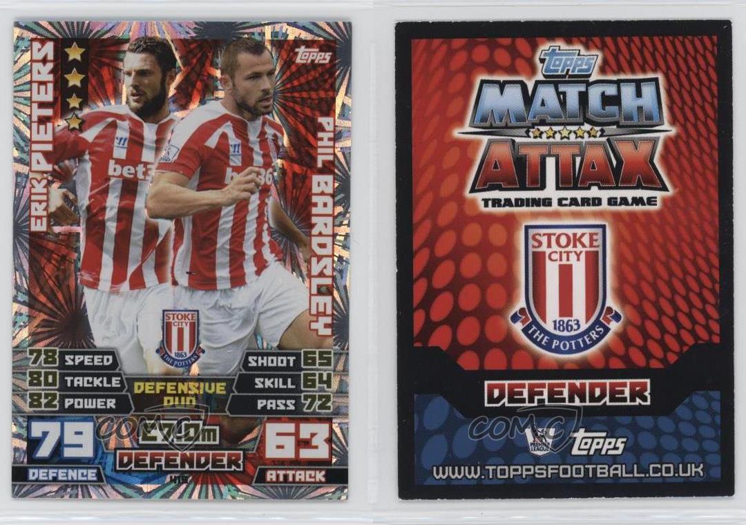 2014-15 Match Attax English Premier League Erik Pieters Phil Bardsley Rookie RC - Picture 4 of 4