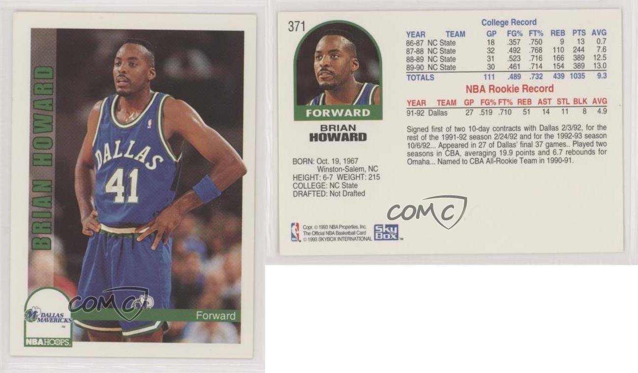 1992-93 NBA Hoops Brian Howard #371 Rookie RC | eBay