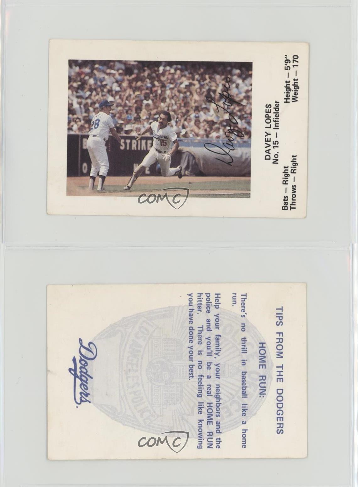 1980 Los Angeles Dodgers Police Davey Lopes #15