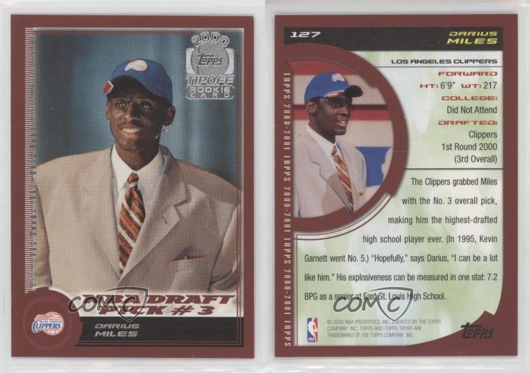  2000-01 Topps Tip-Off #127 Darius Miles RC NBA Basketball  Trading Card : Collectibles & Fine Art