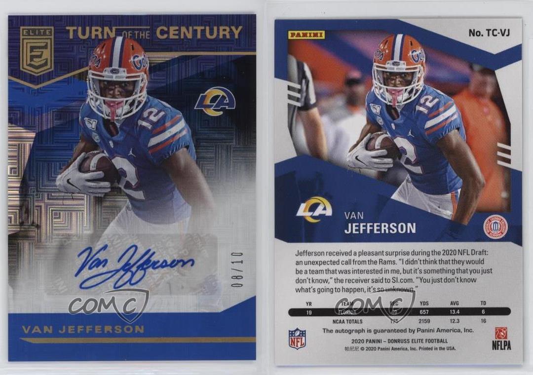 Donruss Elite Turn boutiques of the Century 2020 bleu /10 Van Jefferson Rookie Auto RC