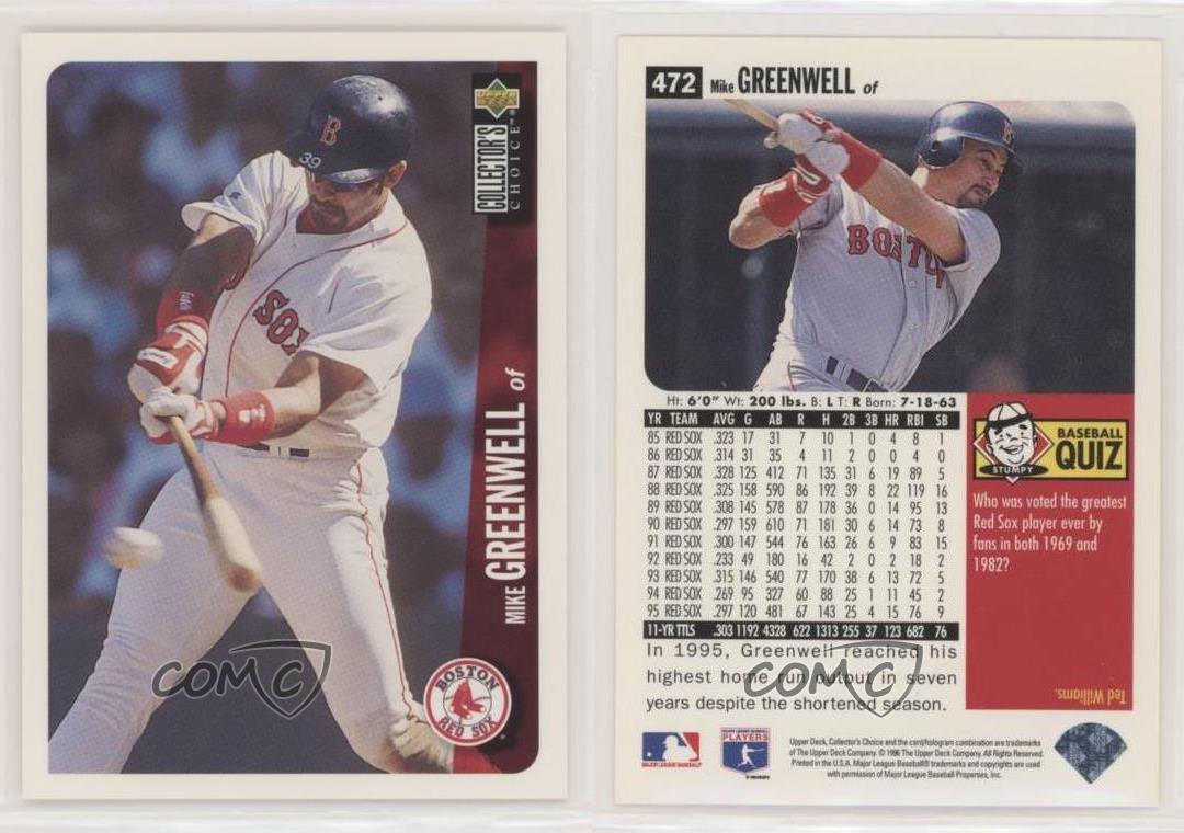 Mike Greenwell 1996 Upper Deck Collector's Choice #472 Boston Red Sox  Baseball Card