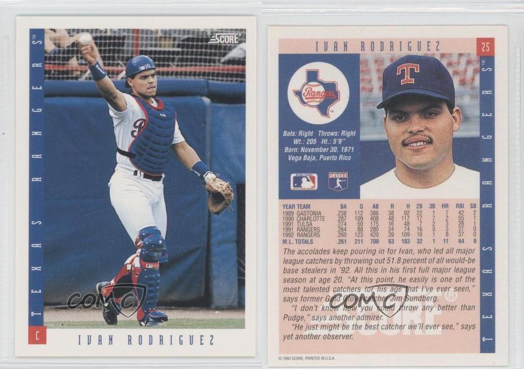 1993 Score 25 Ivan Rodriguez Texas Rangers Baseball Card eBay