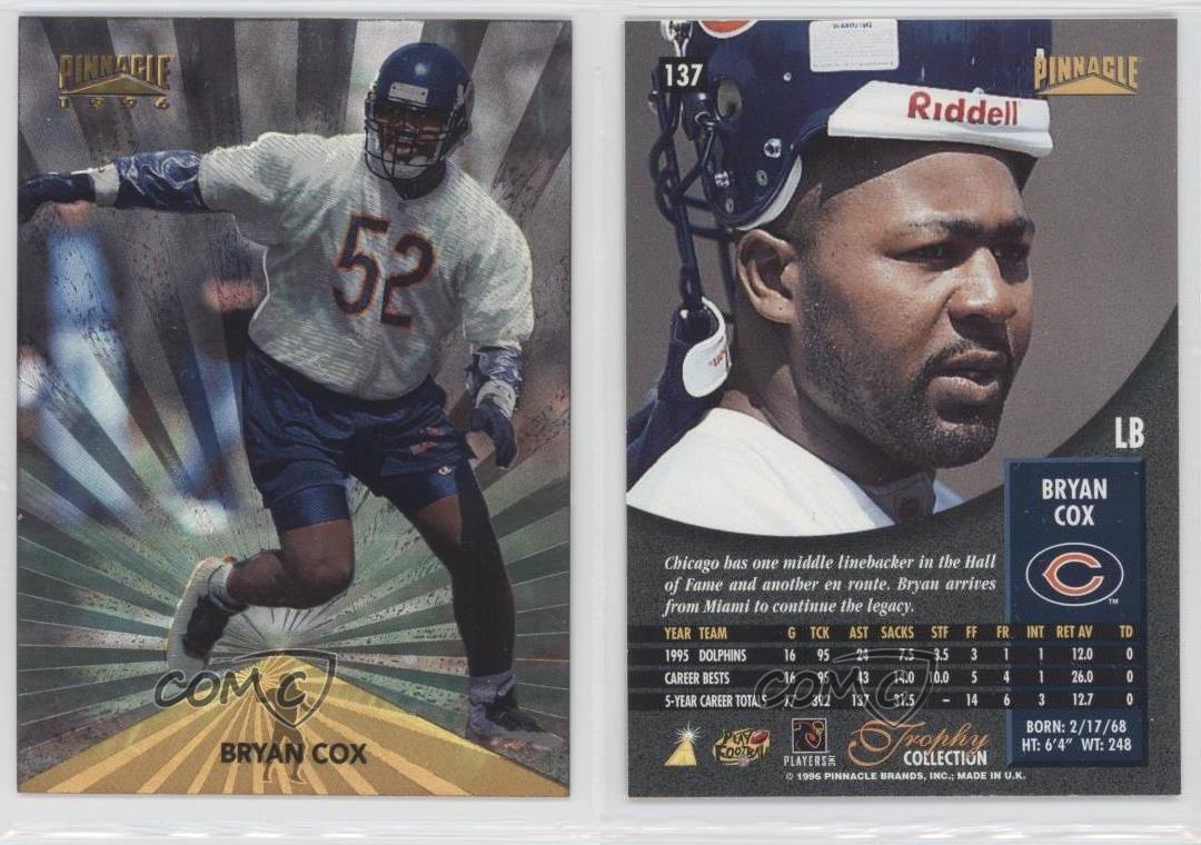 1996 Pinnacle Trophy Collection Bryan Cox #137 - Picture 4 of 4