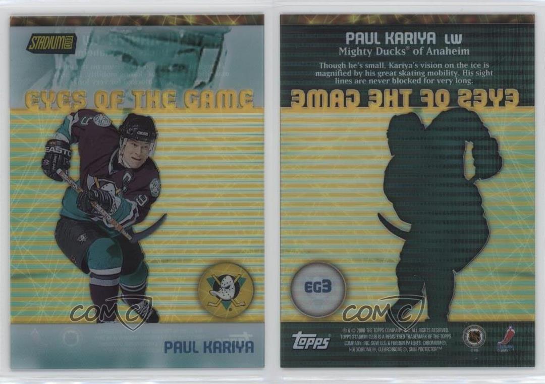 1999-00 Topps Stadium Club Eyes of the Game Paul collection Kariya #EG3 HOF