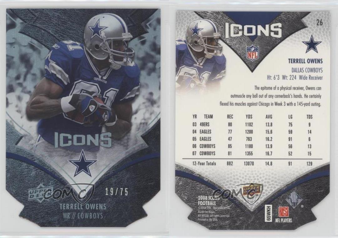 2008 Upper Deck Icons Die Cut Terrell Owens 73/75 Dallas Cowboys