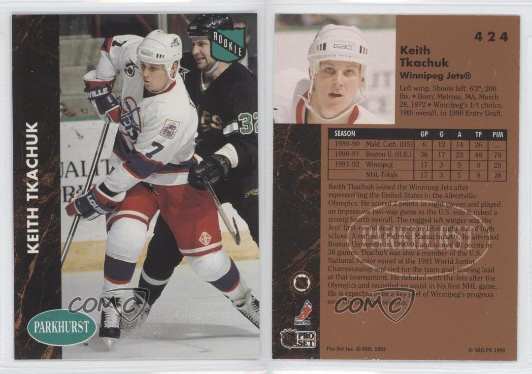 199192 Parkhurst 424 Keith Tkachuk Winnipeg Jets RC Rookie Hockey
