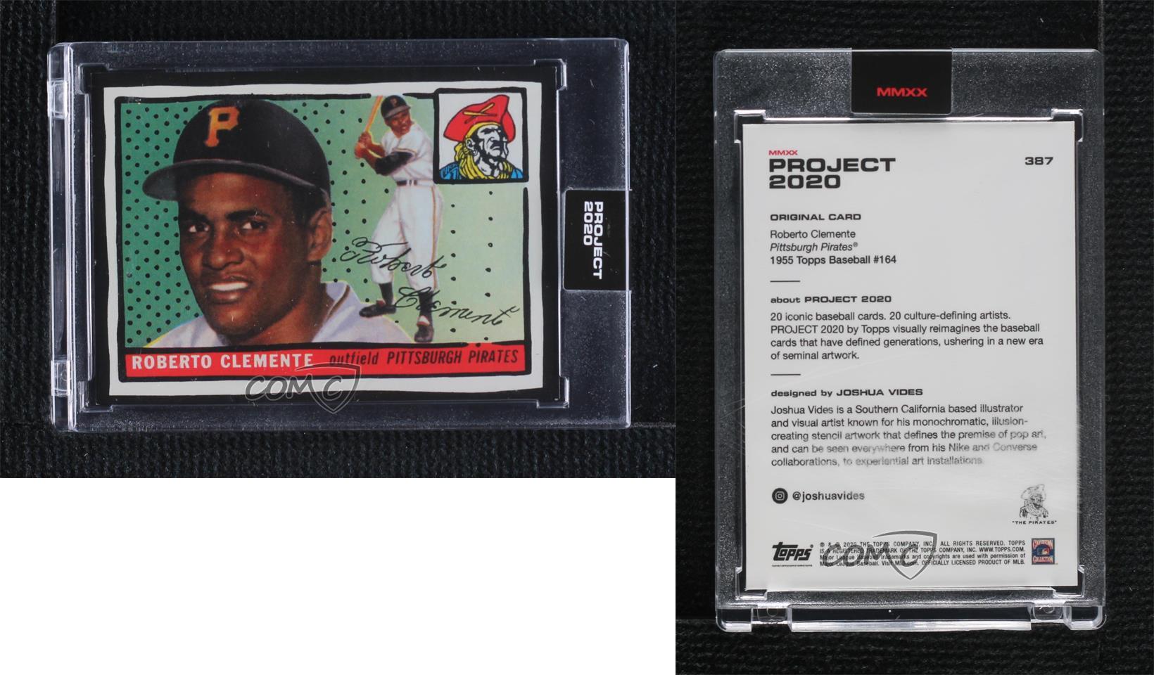 2020 Topps Project 2020 1955 Topps /2606 Roberto Clemente Joshua Vides #387 HOF - Picture 3 of 5