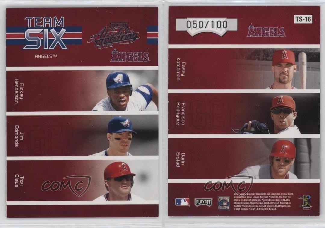 2005 Playoff Absolute Memorabilia Team Six/100 Rickey Henderson Jim Edmonds HOF - Foto 3 di 3
