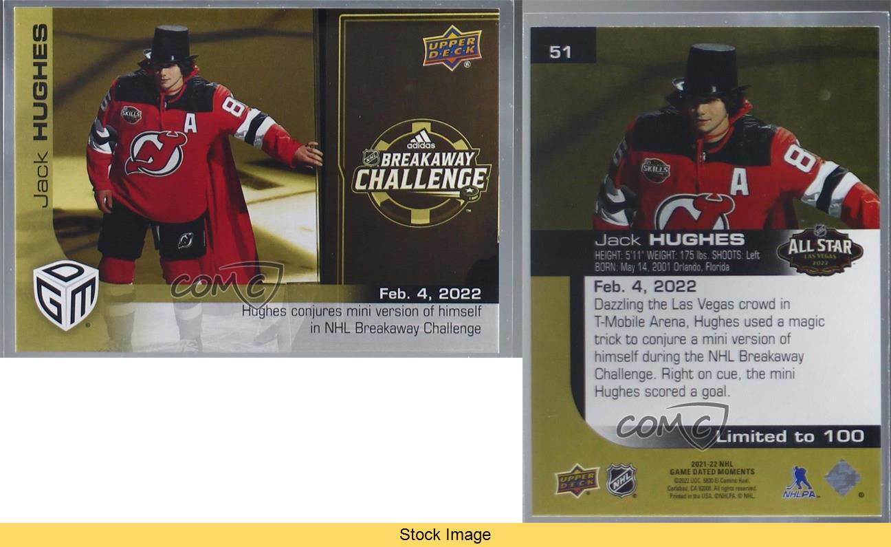 2021-22 Upper Deck Game Dated Moments Gold /100 Jack Hughes #51