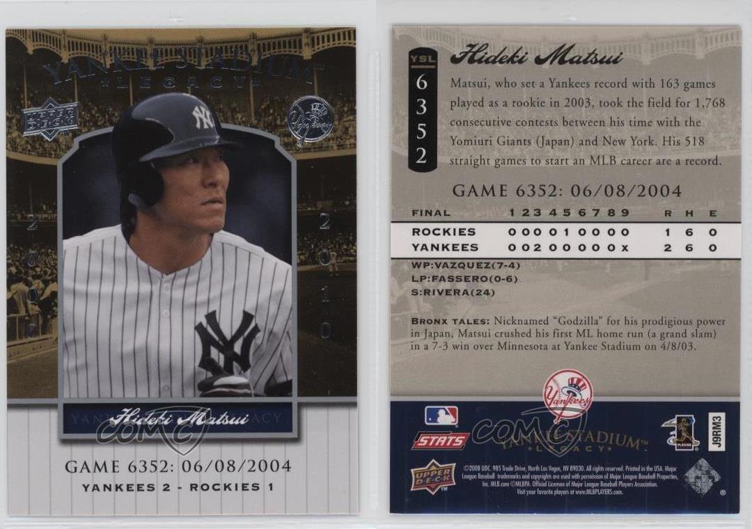 2008 Upper Deck Yankee en ligne Stadium Legacy Hideki Matsui #YSL6352