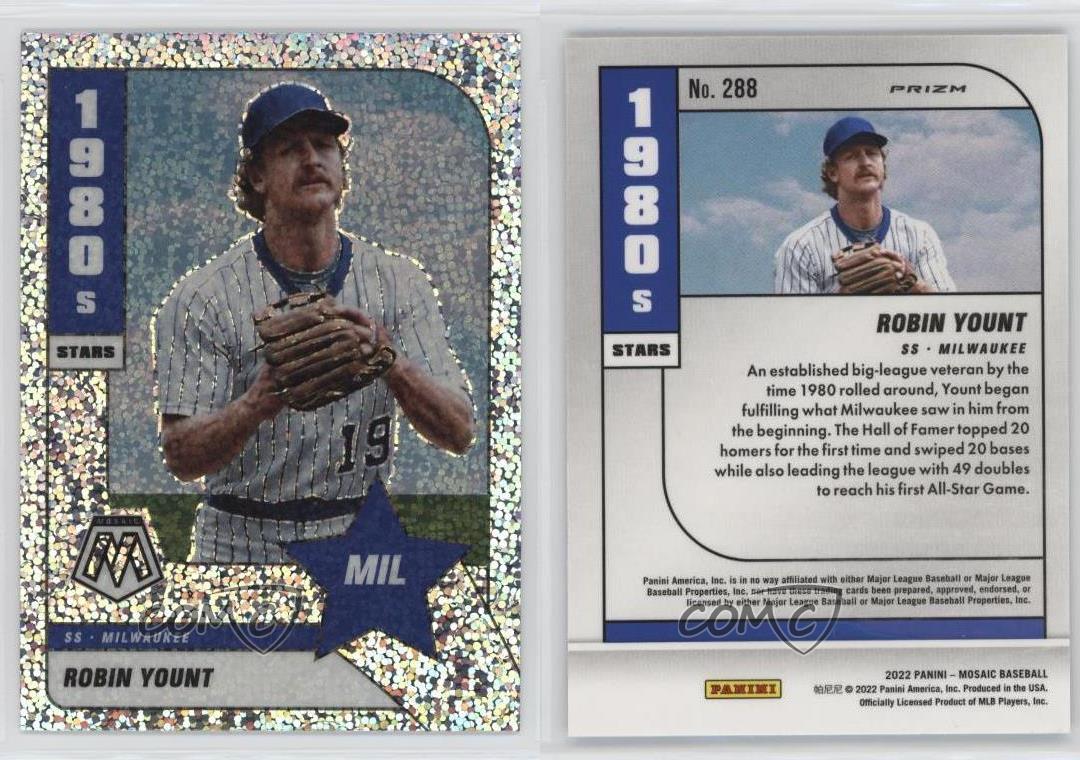 2022 Panini Mosaic - [Base] - White Sparkle Mosaic Prizm #288 - 1980's  Stars - Robin Yount