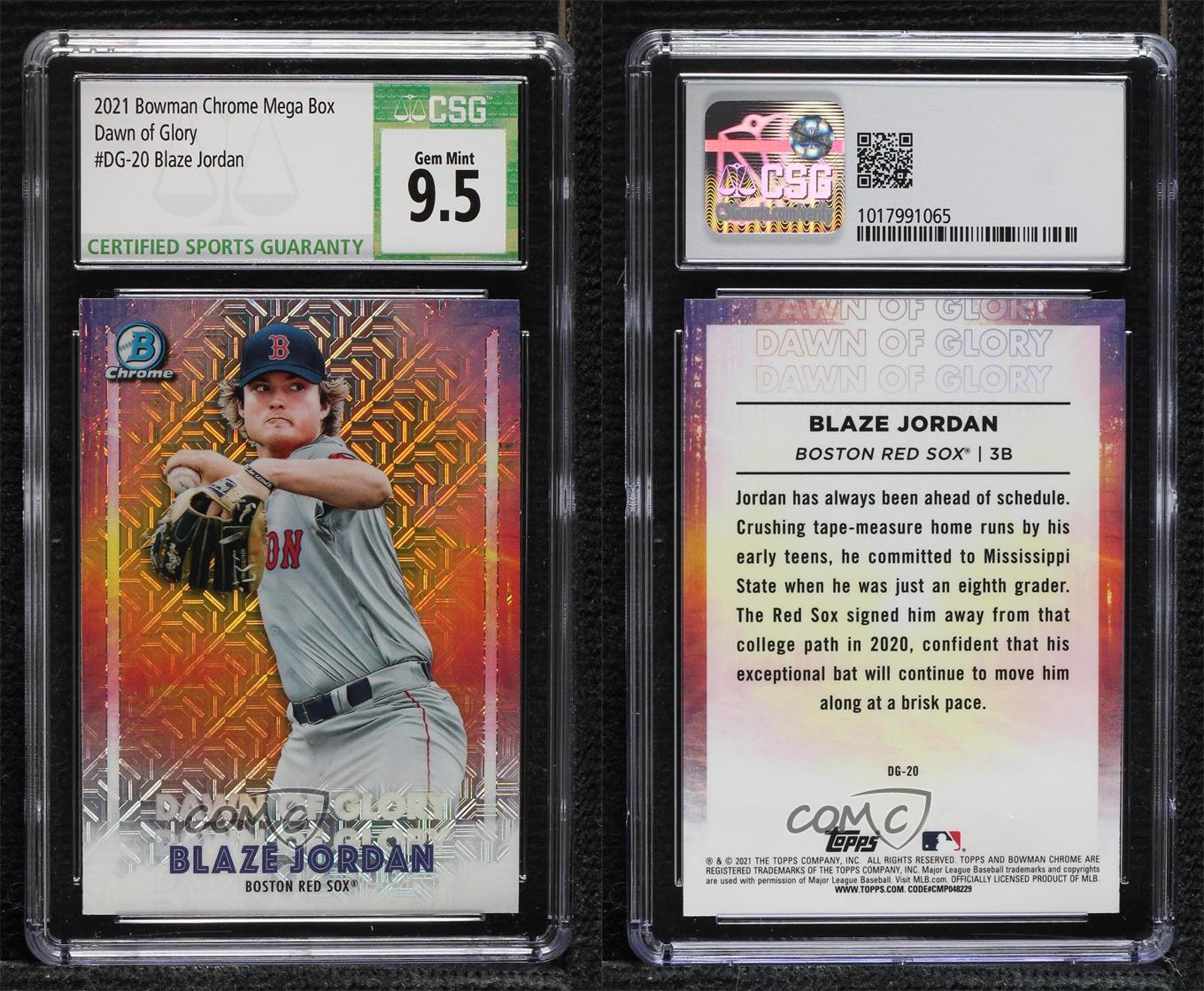 2021 Bowman Chrome Dawn of Glory Mega Box Mojo Blaze Jordan CSG 9.5 Gem Mint - Picture 3 of 4