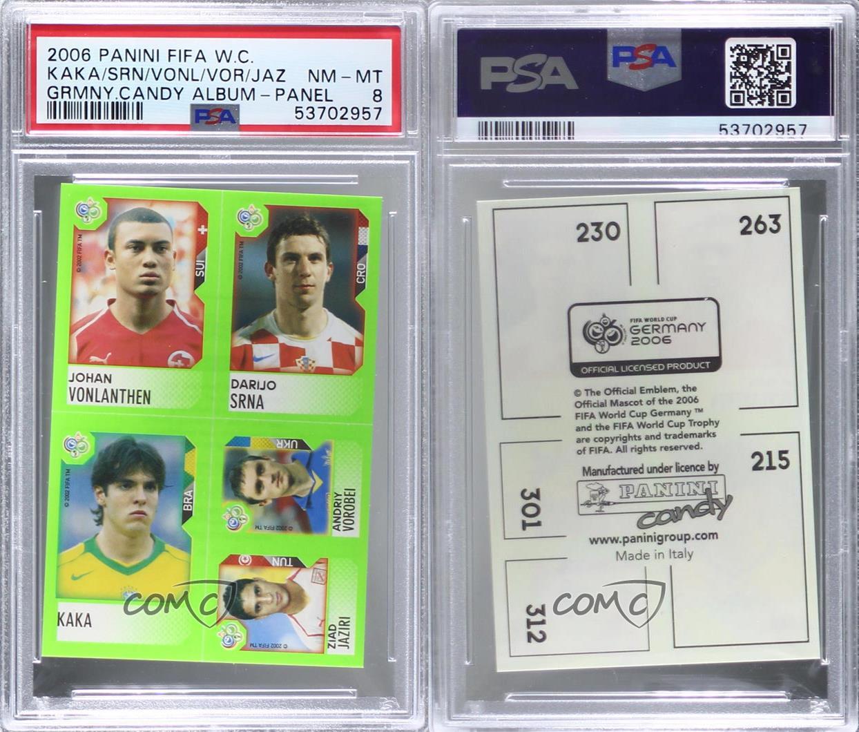 2006 Candy World Cup Stickers Johan Vonlanthen Darijo Srna Kaka Kaká PSA 8