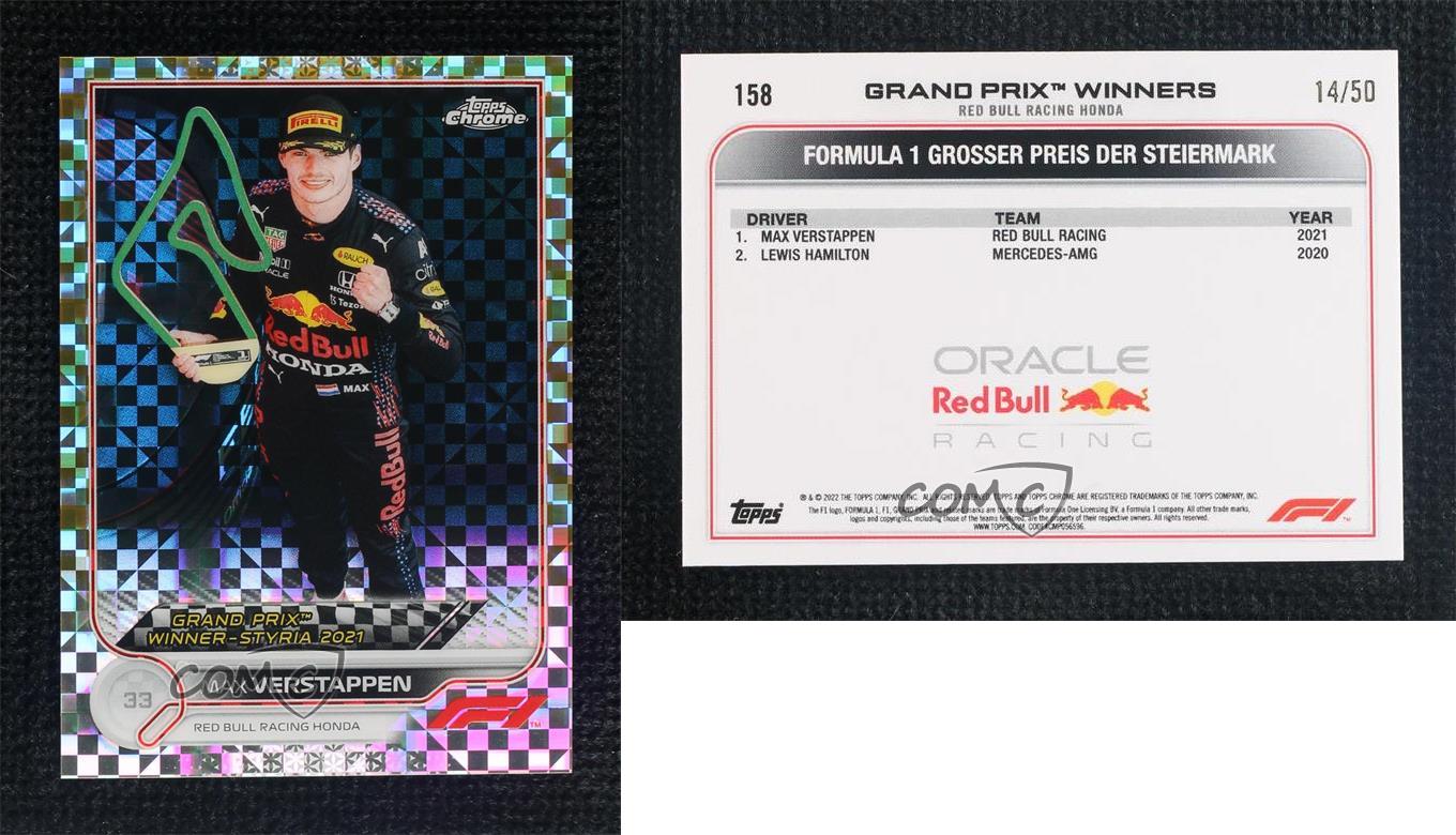 2022 Topps Chrome Formula 1 Gold Checker Flag Refractor /50 Max Verstappen #158