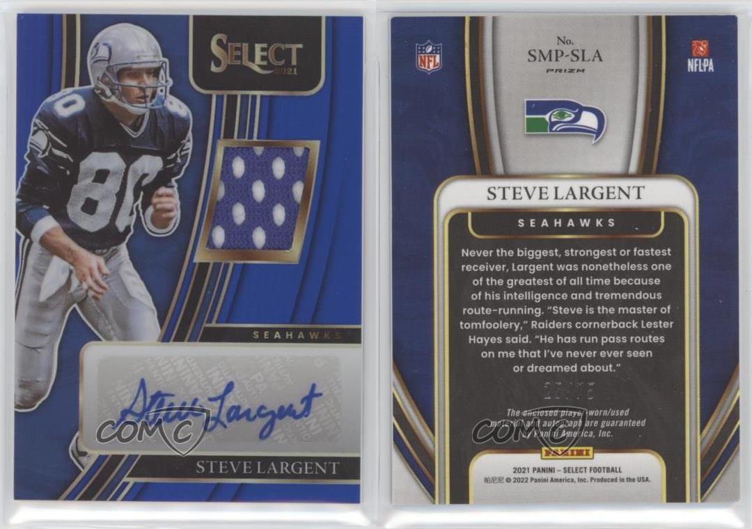 2021 Panini Select Signature Memorabilia Blue Prizm /75 Steve Largent Auto HOF - Bild 3 von 3