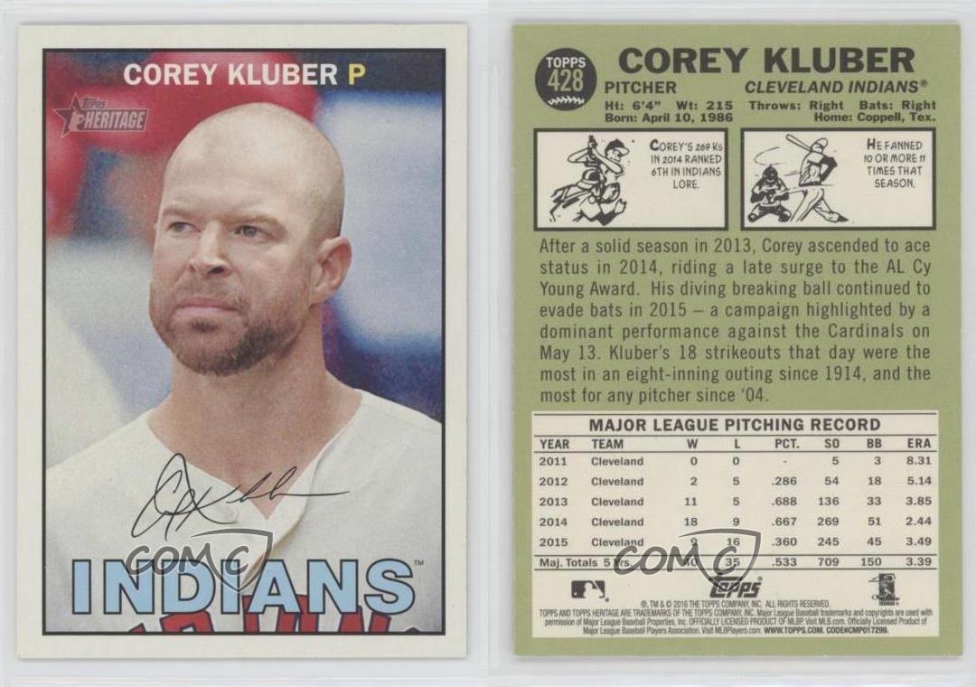 2016 Topps Heritage #428 Corey Kluber Purple Refractor at 's Sports  Collectibles Store