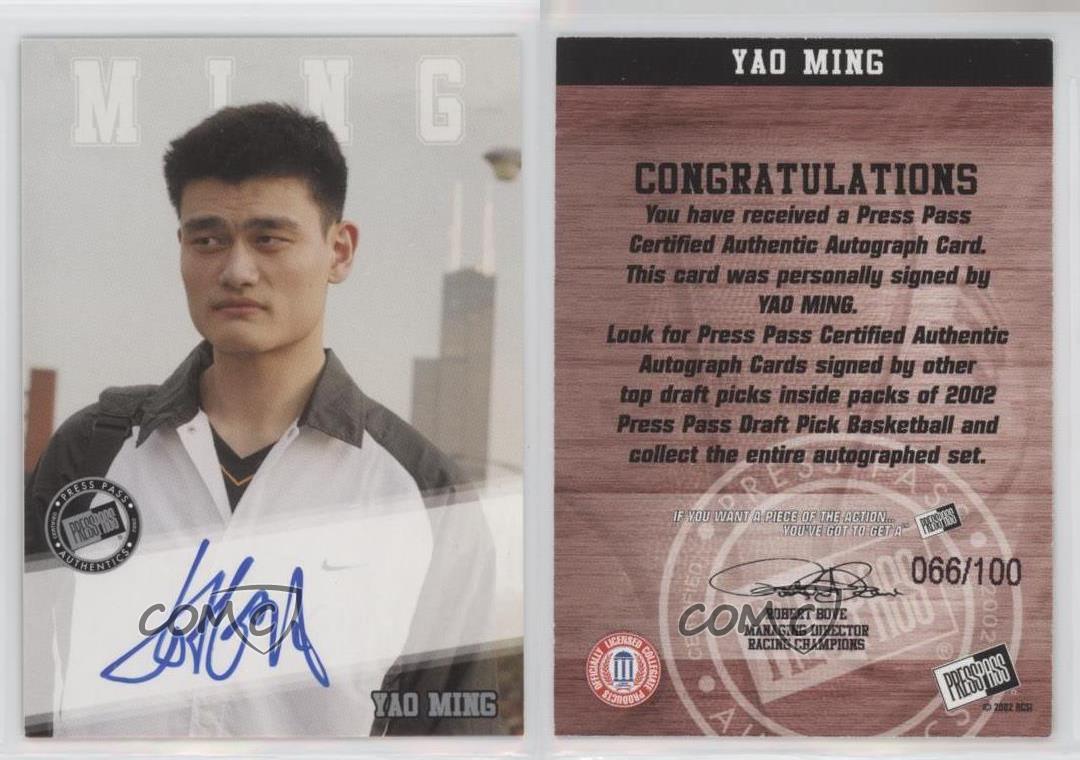 2002 Press Pass - Autographs - Silver #_YAMI - Yao Ming /100