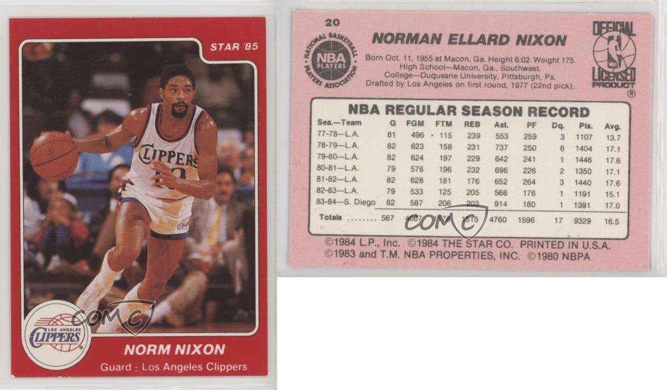1985 Star #20 Los Angeles Clippers Norm Nixon. NRMT CONDITION