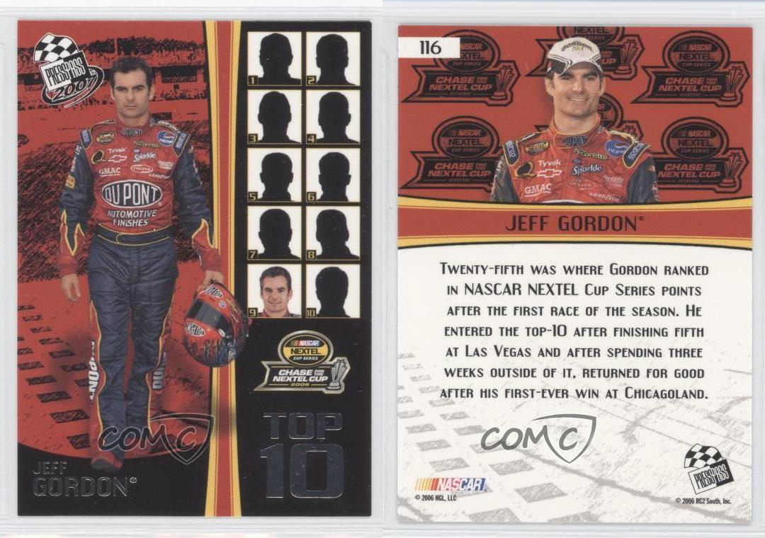 2007 Press Pass Top 10 Jeff Gordon #116 HOF