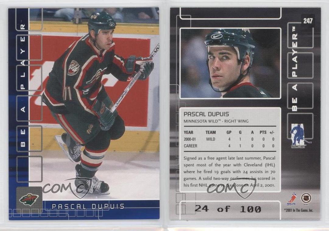 2001-02 ITG Be A Player Memorabilia Sapphire /100 Pascal Dupuis #247 Rookie RC