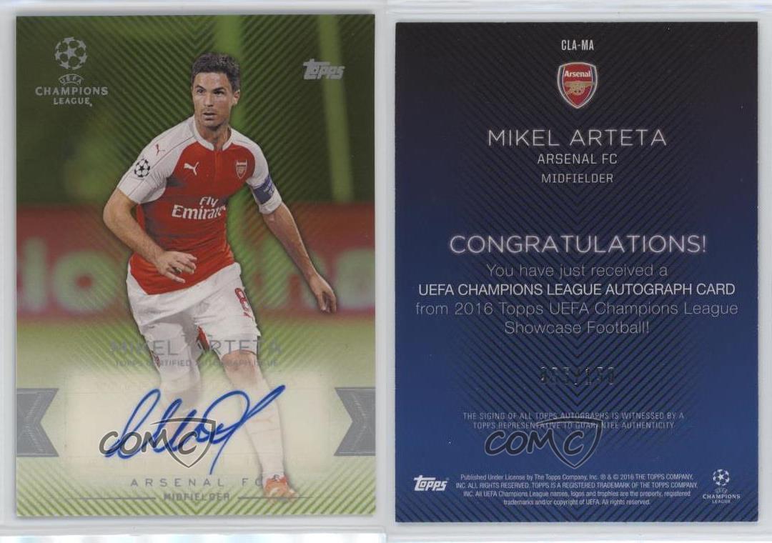 2015-16 Topps UCL Showcase Auto Green /150 Mikel Arteta #CLA-MA Auto - Picture 3 of 3