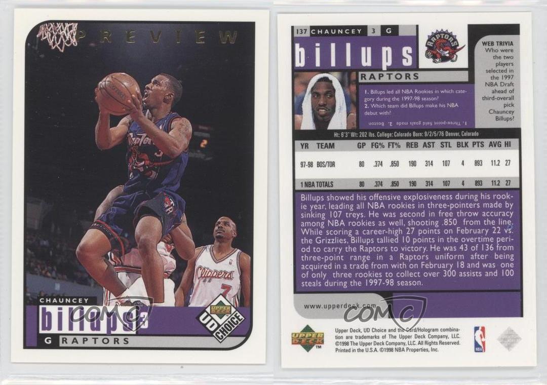 1998-99 Upper Deck UD Choice Preview #137 Chauncey Billups ...