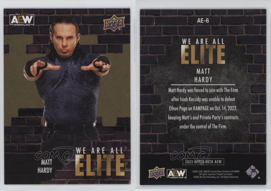 2023 Upper Deck AEW All Elite Wrestling We Are All Elite Gold Matt Hardy #AE-6