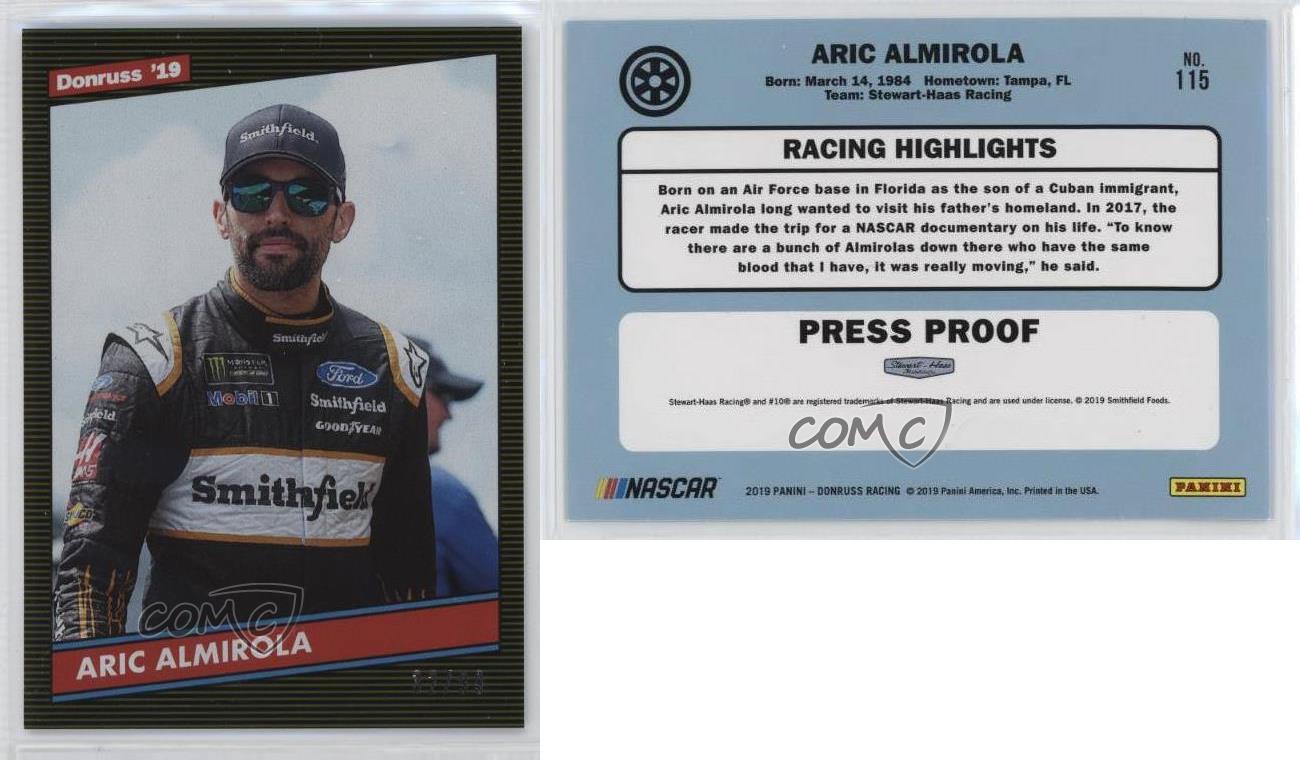 2019 Panini Donruss NASCAR Retro 1986 Gold Press Proof /99 Aric Almirola #115 - Bild 3 von 4