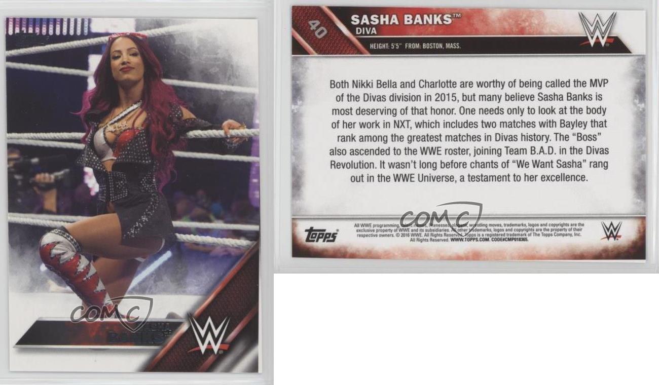 2016 Topps WWE #40 Sasha Banks Rookie Wrestling Card | eBay