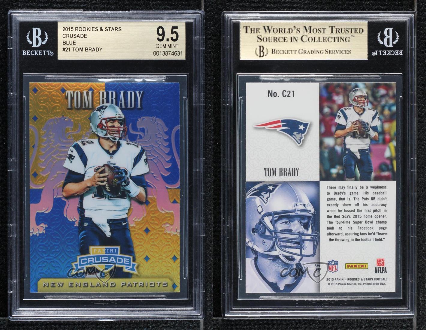 2015 Panini Rookies & Stars Crusade Tom Brady #C21 BGS 9.5 GEM MINT - Picture 3 of 3