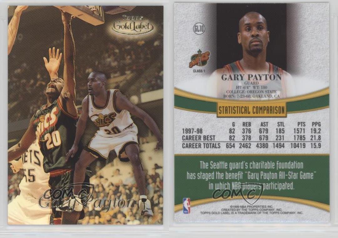 1998 99 Topps Gold Label Gl10 Gary Payton Seattle Supersonics 1998 99 Topps Gold Label Gl10 Gary Payton
