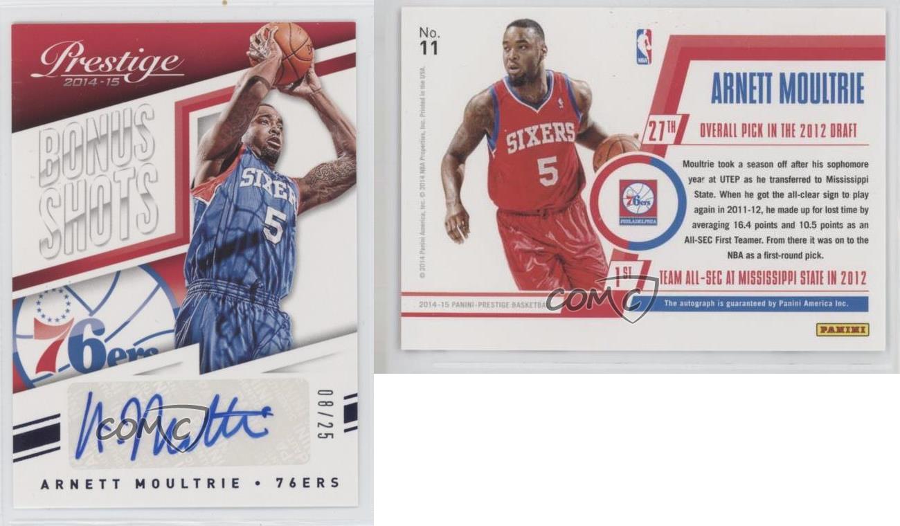 2014-15 Panini Prestige Bonus Shots Auto Red /49 Arnett Moultrie #11 Auto - Picture 3 of 4