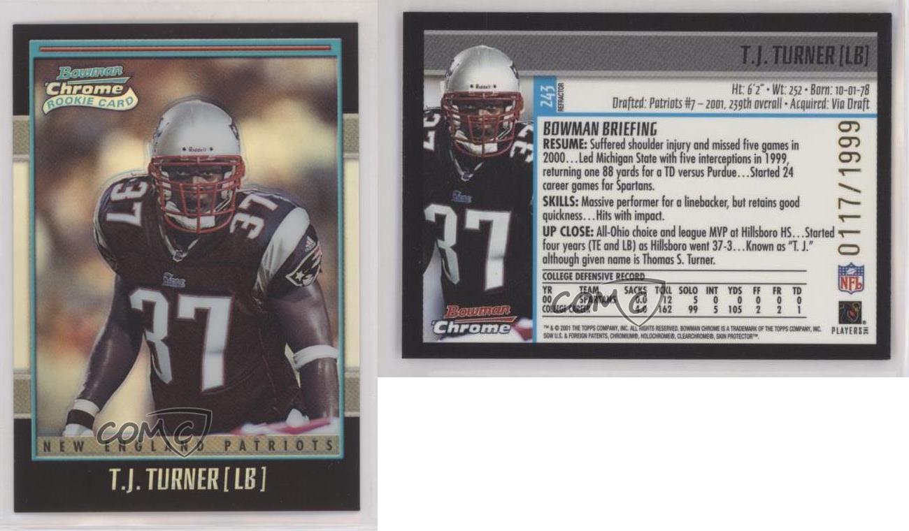 2001 Bowman Chrome - Rookie Refractor T.J. Turner #243 /1999